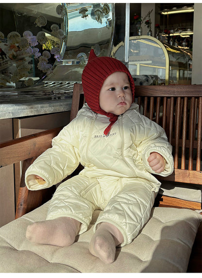 アウタージャンプスーツ アウタージャンプスーツ 中綿 厚手 フード付 キルティング スキーウェア【mh0011696】