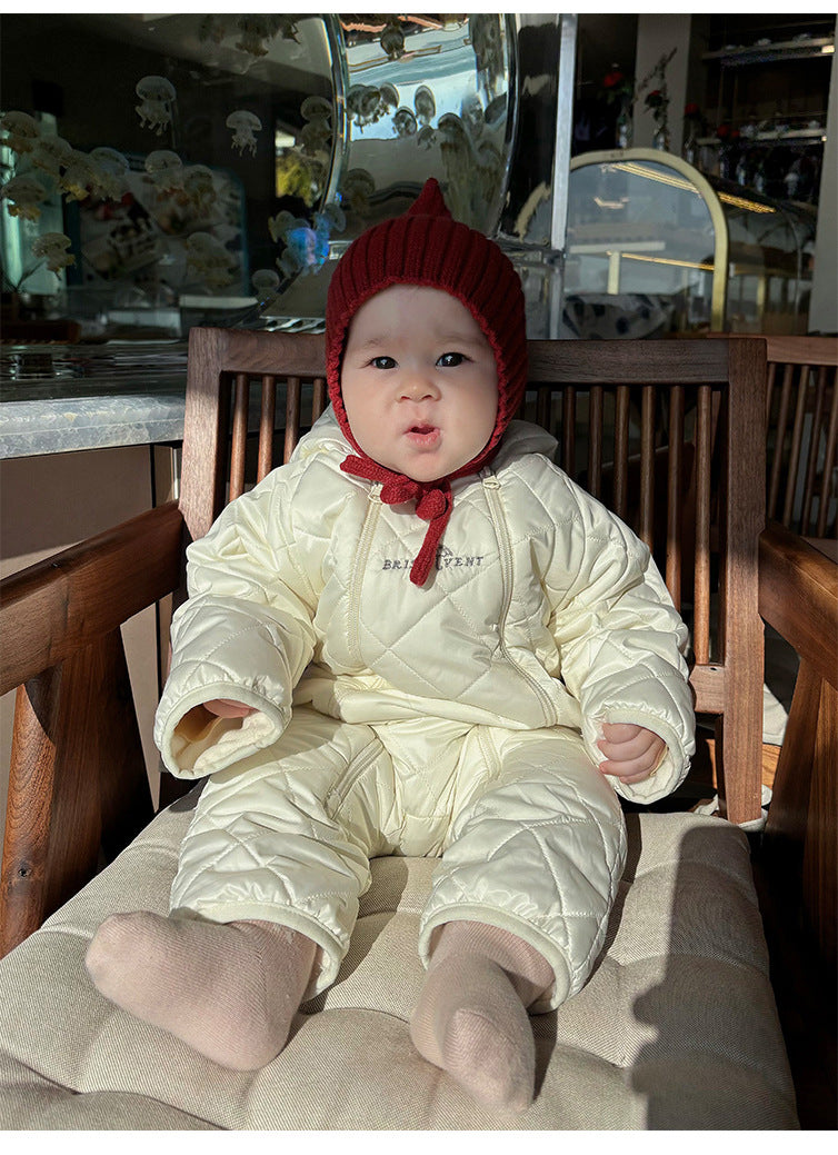 アウタージャンプスーツ アウタージャンプスーツ 中綿 厚手 フード付 キルティング スキーウェア【mh0011696】