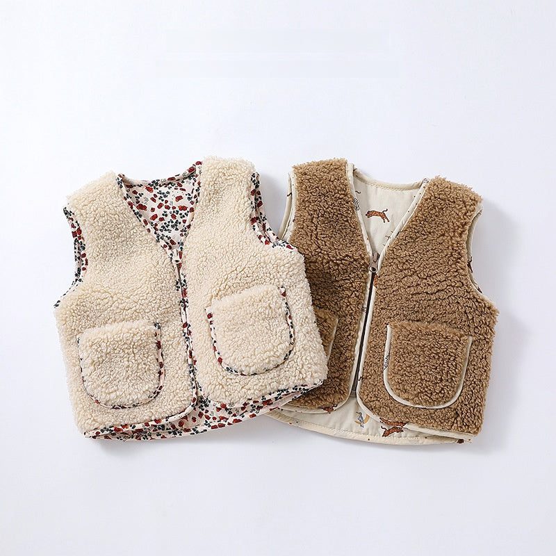 ベスト ボアベスト 中綿 厚手 リバーシブル カジュアル アウター【mh0011697】