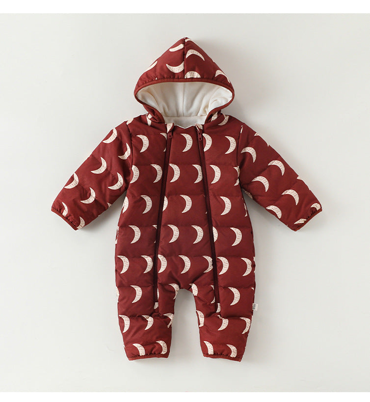 アウタージャンプスーツ アウタージャンプスーツ プリント 中綿 厚手 フード付 キルティング【mh0011700】