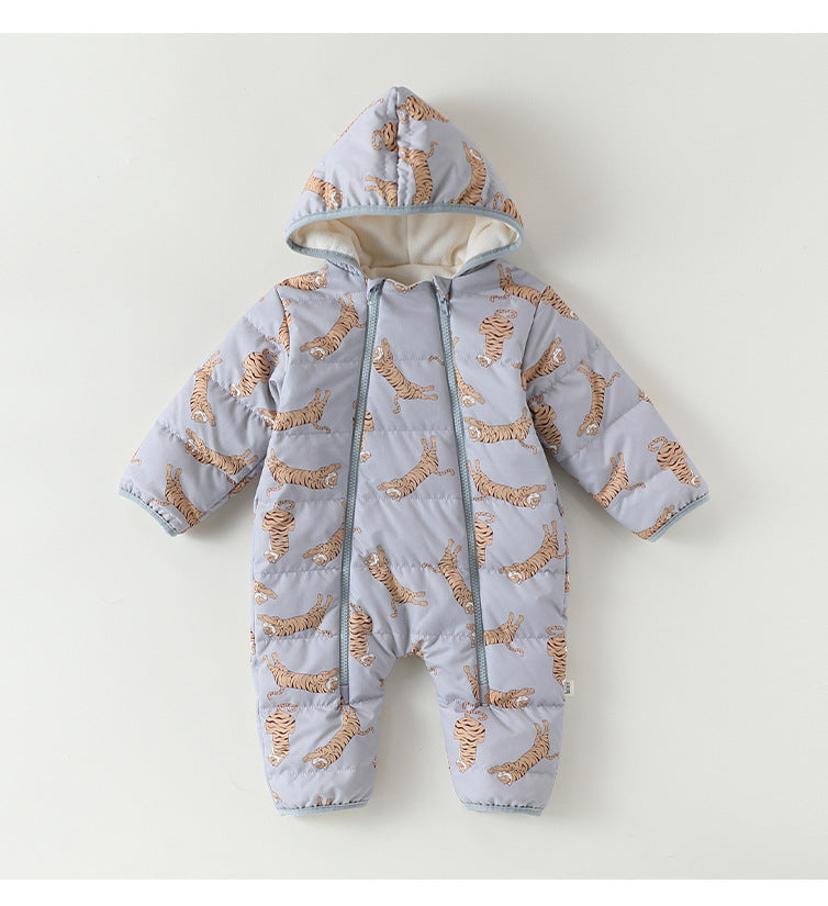 アウタージャンプスーツ アウタージャンプスーツ プリント 中綿 厚手 フード付 キルティング【mh0011700】