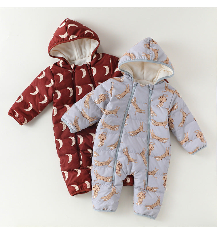 アウタージャンプスーツ アウタージャンプスーツ プリント 中綿 厚手 フード付 キルティング【mh0011700】