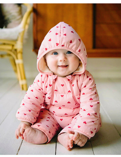 アウタージャンプスーツ アウタージャンプスーツ プリント 中綿 厚手 フード付 キルティング【mh0011700】