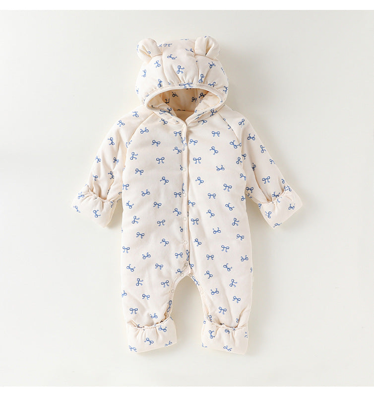 アウタージャンプスーツ アウタージャンプスーツ 耳付き 中綿 厚手 フード付 ハートリボン【mh0011702】