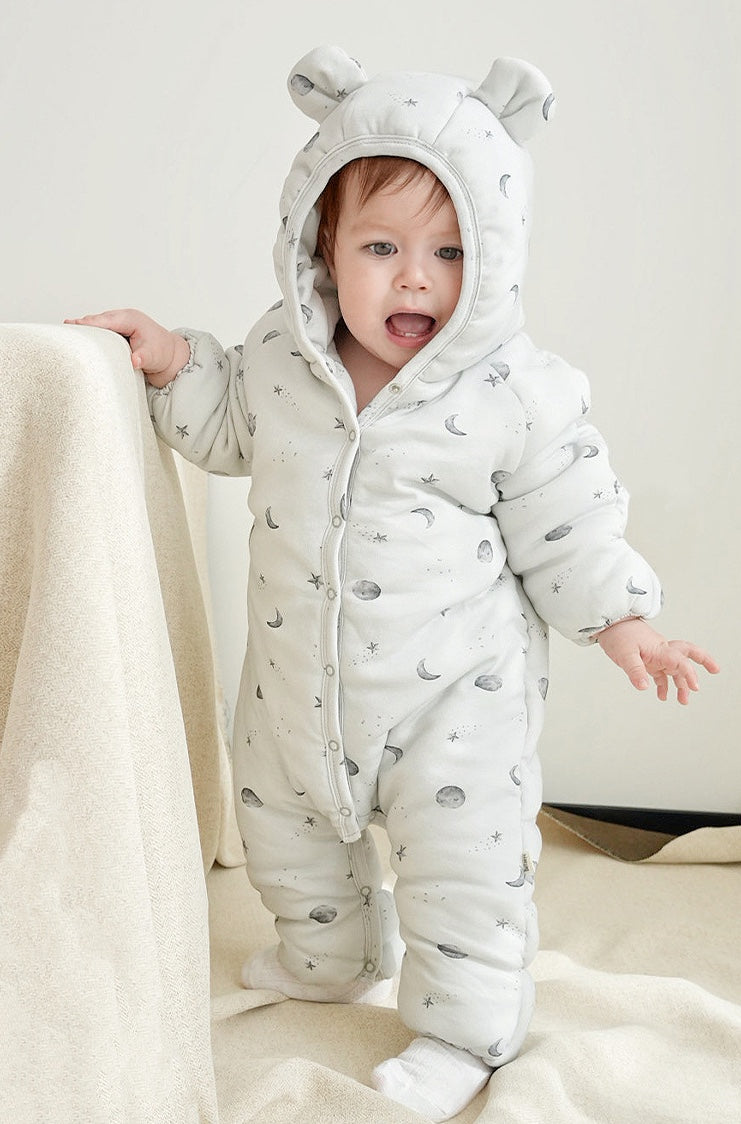 アウタージャンプスーツ アウタージャンプスーツ 耳付き 中綿 厚手 フード付 ハートリボン【mh0011702】