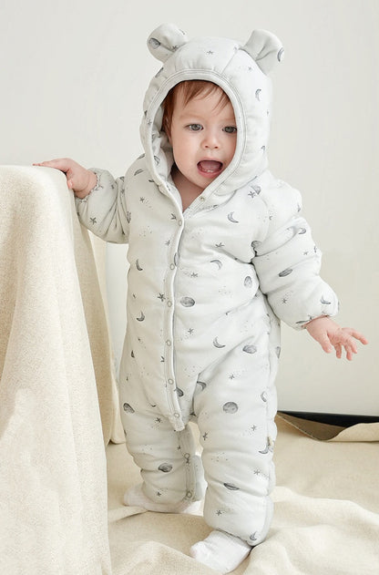 アウタージャンプスーツ アウタージャンプスーツ 耳付き 中綿 厚手 フード付 ハートリボン【mh0011702】