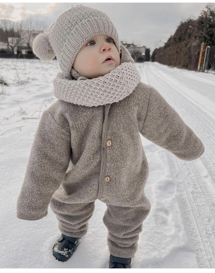 長袖ロンパース 長袖フーディジャンプスーツ シンプルロンパース【mh0011704】