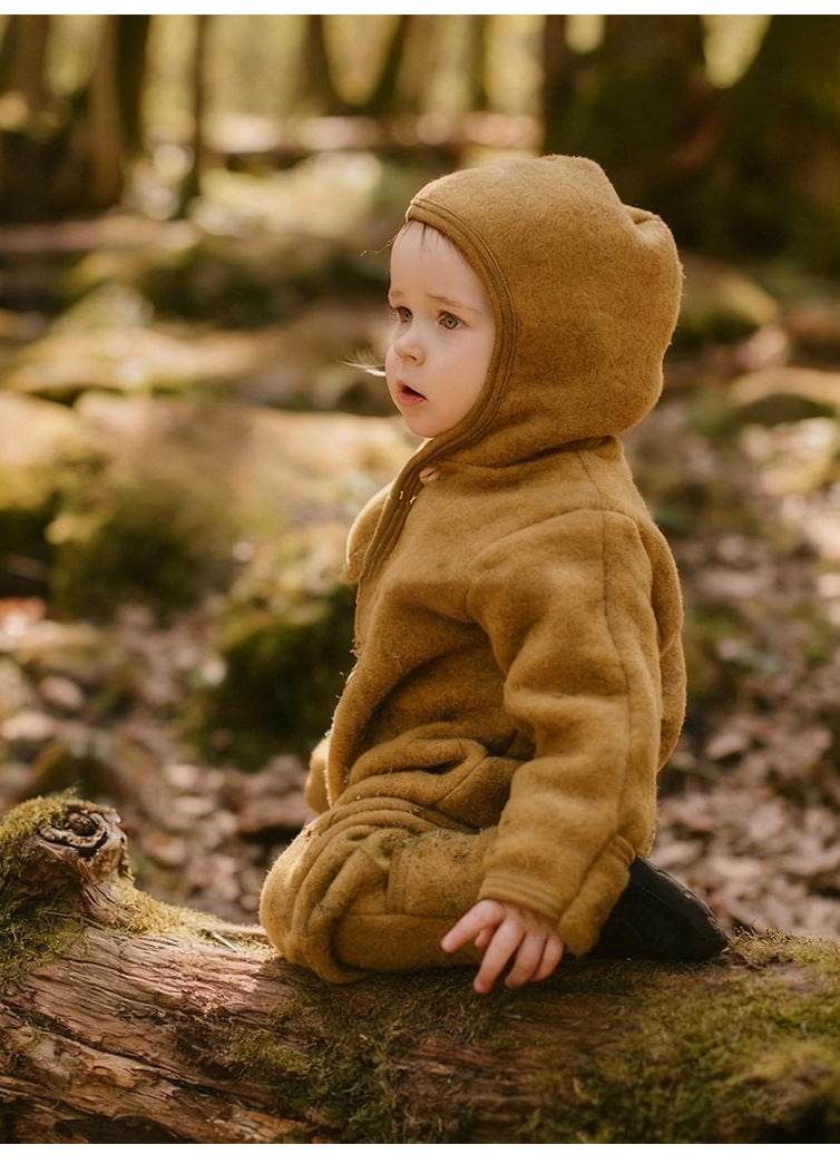 長袖ロンパース 長袖フーディジャンプスーツ シンプルロンパース【mh0011704】