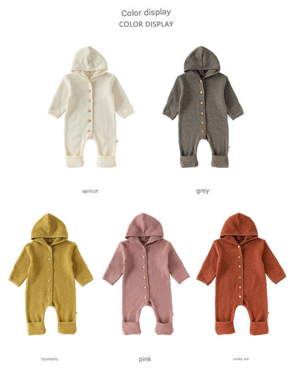 長袖ロンパース 長袖フーディジャンプスーツ シンプルロンパース【mh0011704】