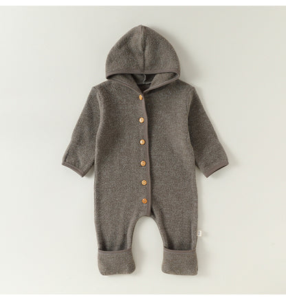 長袖ロンパース 長袖フーディジャンプスーツ シンプルロンパース【mh0011704】