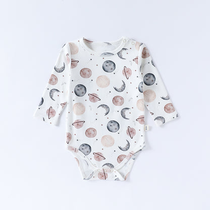 ロンパースセットアップ 長袖ロンパース/パンツ ストライプ スペース宇宙 ドットプリント【mh0011716】