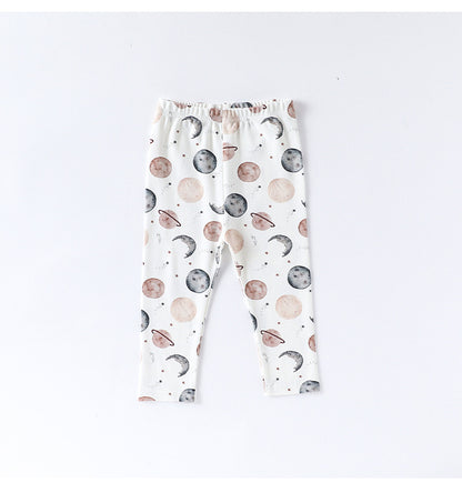 ロンパースセットアップ 長袖ロンパース/パンツ ストライプ スペース宇宙 ドットプリント【mh0011716】