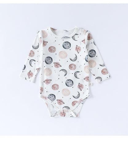 ロンパースセットアップ 長袖ロンパース/パンツ ストライプ スペース宇宙 ドットプリント【mh0011716】