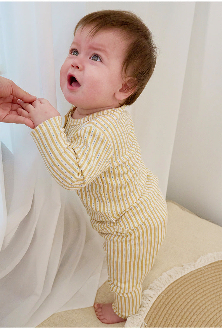 ロンパースセットアップ 長袖ロンパース/パンツ ストライプ スペース宇宙 ドットプリント【mh0011716】