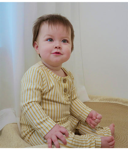 ロンパースセットアップ 長袖ロンパース/パンツ ストライプ スペース宇宙 ドットプリント【mh0011716】