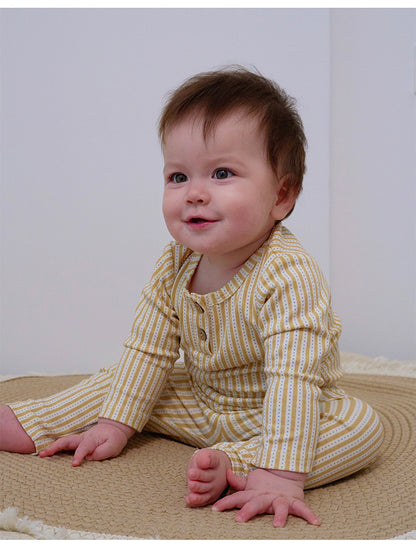 ロンパースセットアップ 長袖ロンパース/パンツ ストライプ スペース宇宙 ドットプリント【mh0011716】