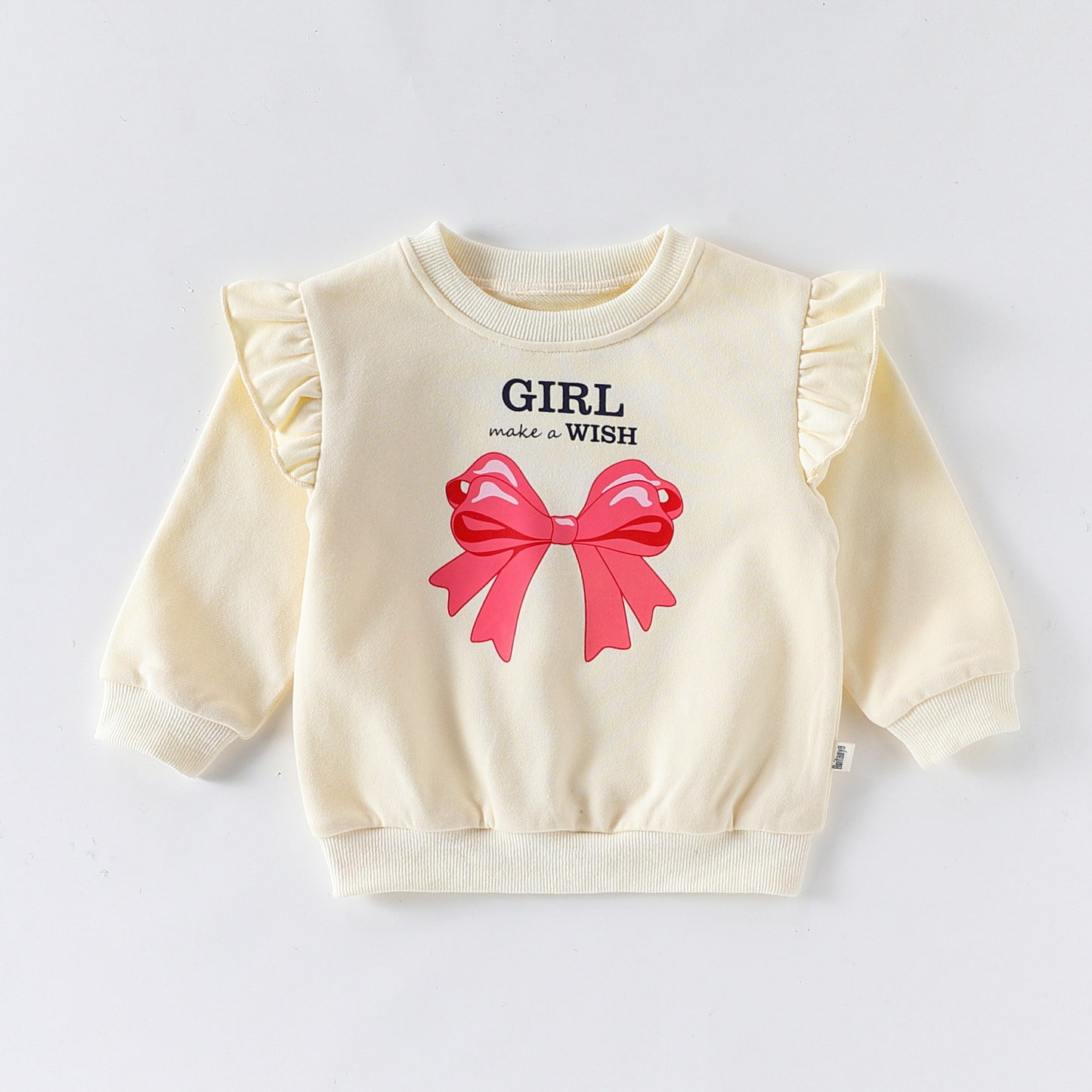 長袖セットアップ 長袖セットアップ リボンプリントフリルスウェットシャツ/スウェットパンツ【mh0011722】