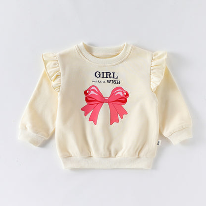 長袖セットアップ 長袖セットアップ リボンプリントフリルスウェットシャツ/スウェットパンツ【mh0011722】