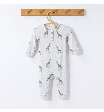 長袖ロンパース 長袖ジャンプスーツ アニマルプリント ロンパース【mh0011725】