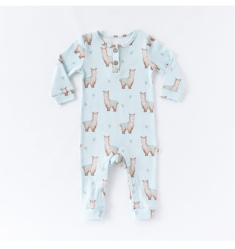 長袖ロンパース 長袖ジャンプスーツ アニマルプリント ロンパース【mh0011725】