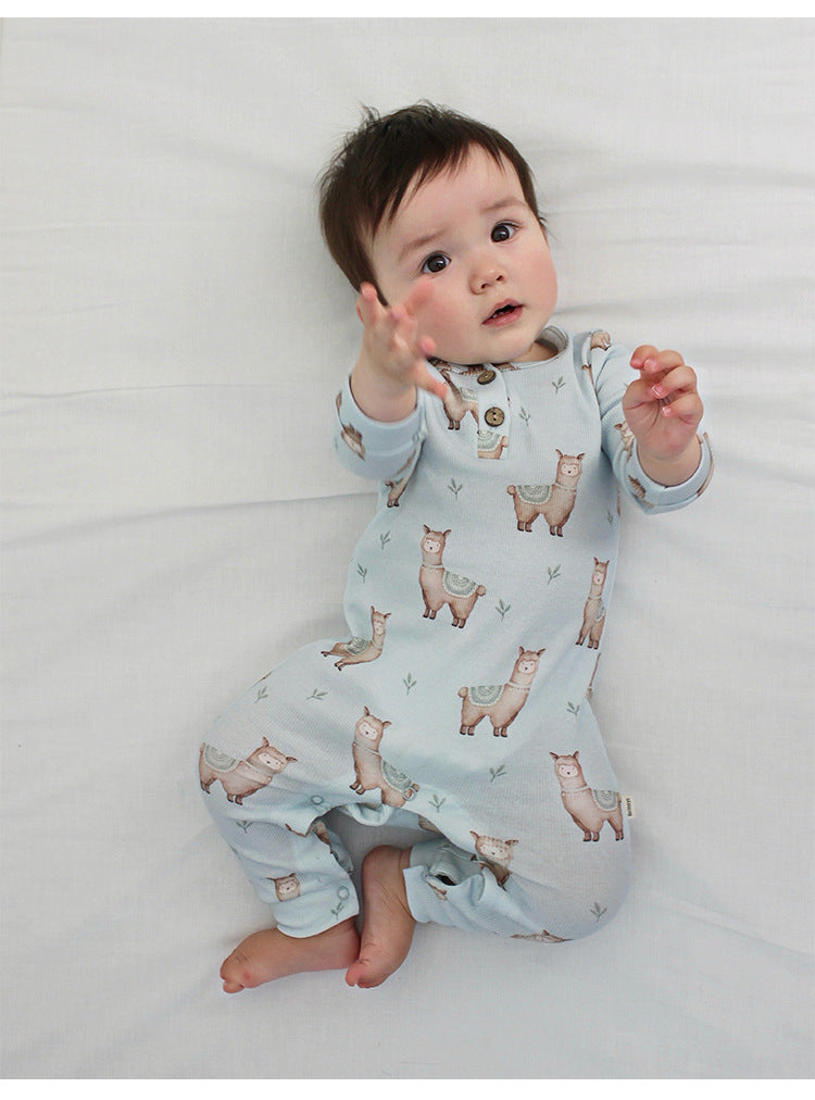 長袖ロンパース 長袖ジャンプスーツ アニマルプリント ロンパース【mh0011725】