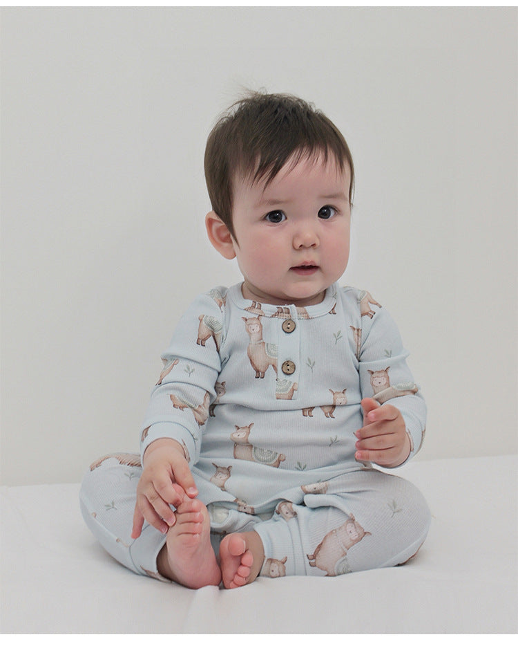 長袖ロンパース 長袖ジャンプスーツ アニマルプリント ロンパース【mh0011725】