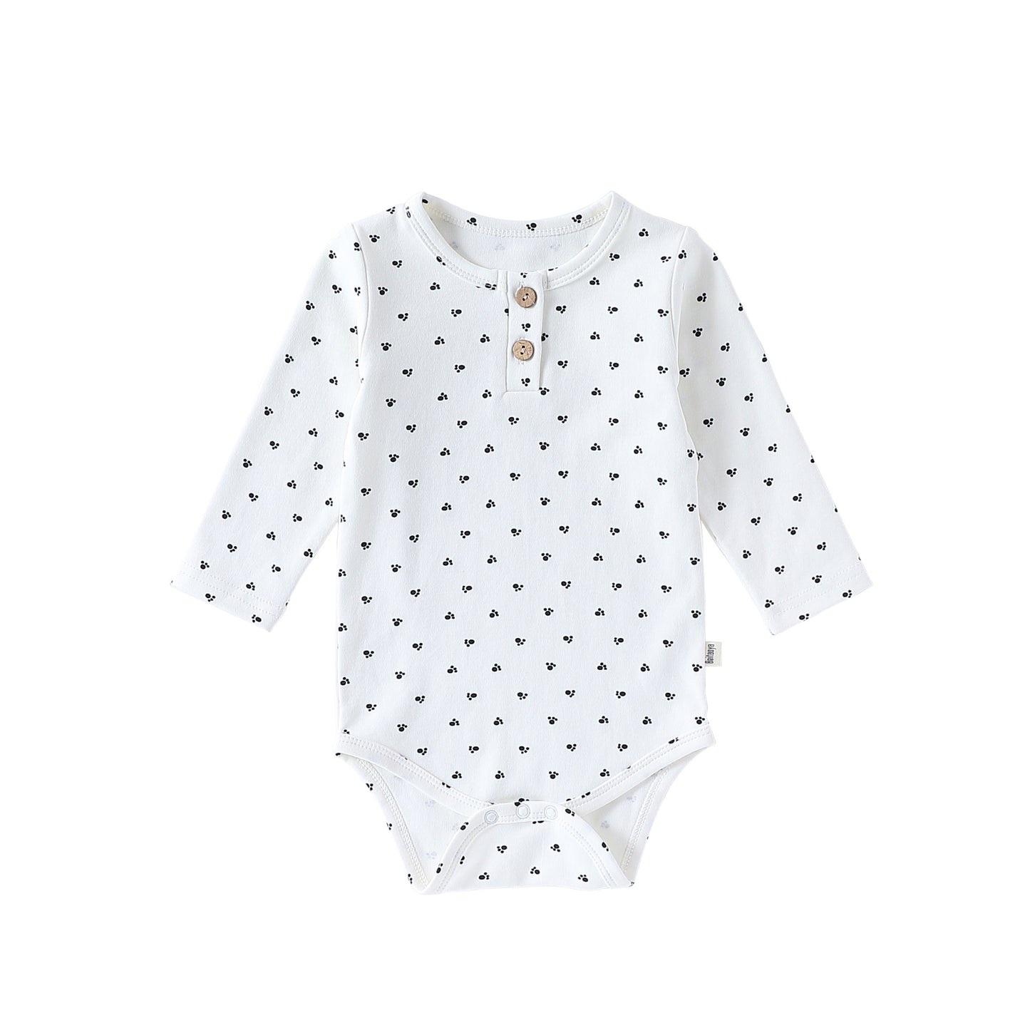 ロンパースセットアップ White footprints Bodysuit / 66cm 長袖ロンパース/パンツ ストライプ スペース宇宙 ドットプリント【mh0011716】