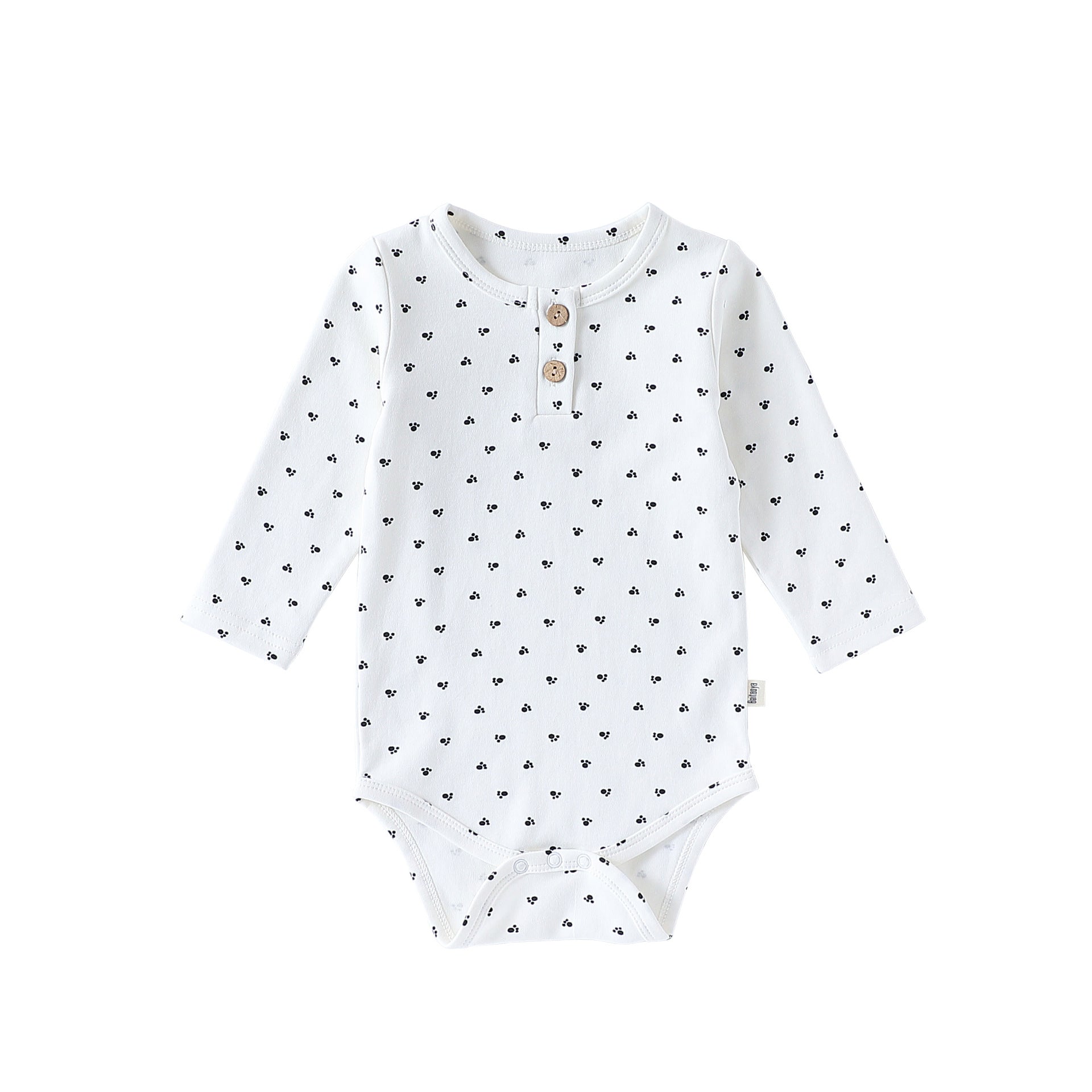 ロンパースセットアップ White footprints Bodysuit / 66cm 長袖ロンパース/パンツ ストライプ スペース宇宙 ドットプリント【mh0011716】