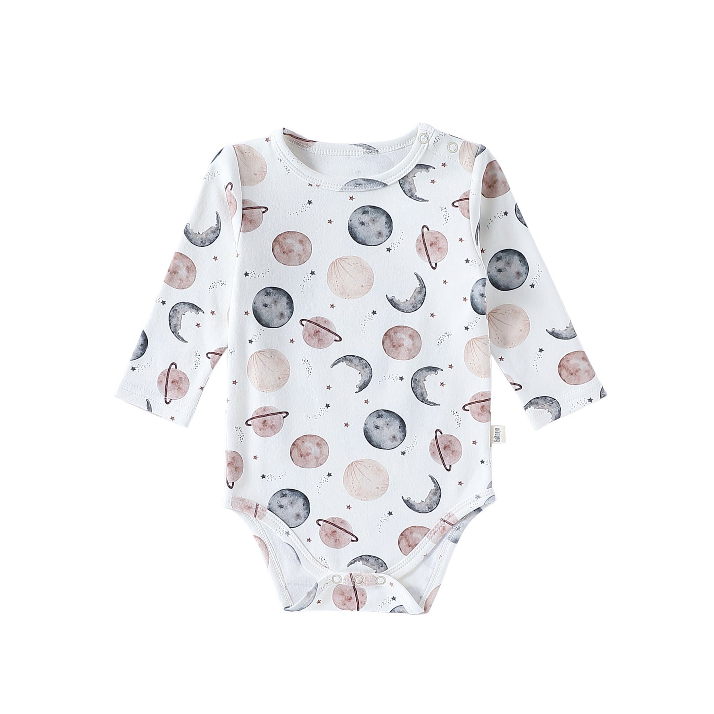 ロンパースセットアップ White Planet Bodysuit / 66cm 長袖ロンパース/パンツ ストライプ スペース宇宙 ドットプリント【mh0011716】