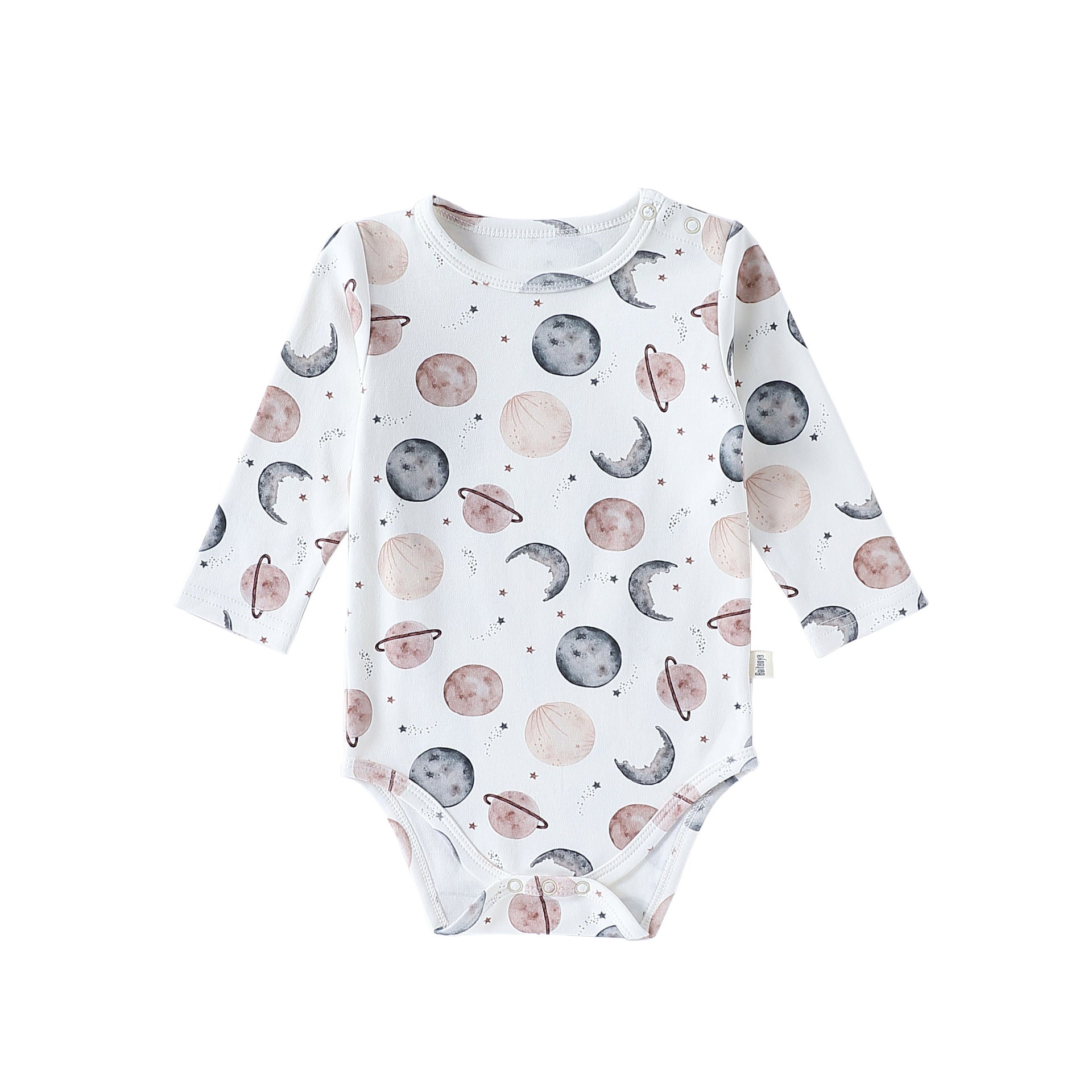 ロンパースセットアップ White Planet Bodysuit / 66cm 長袖ロンパース/パンツ ストライプ スペース宇宙 ドットプリント【mh0011716】