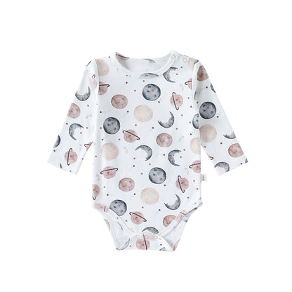 ロンパースセットアップ White Planet Bodysuit / 66cm 長袖ロンパース/パンツ ストライプ スペース宇宙 ドットプリント【mh0011716】