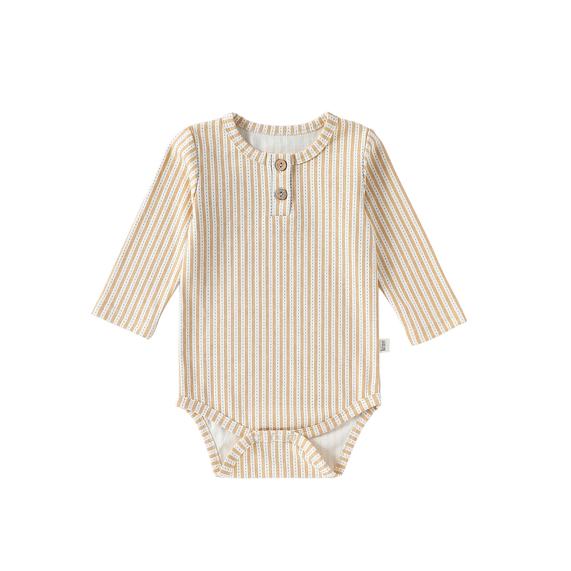 ロンパースセットアップ Yellow striped Bodysuit / 66cm 長袖ロンパース/パンツ ストライプ スペース宇宙 ドットプリント【mh0011716】
