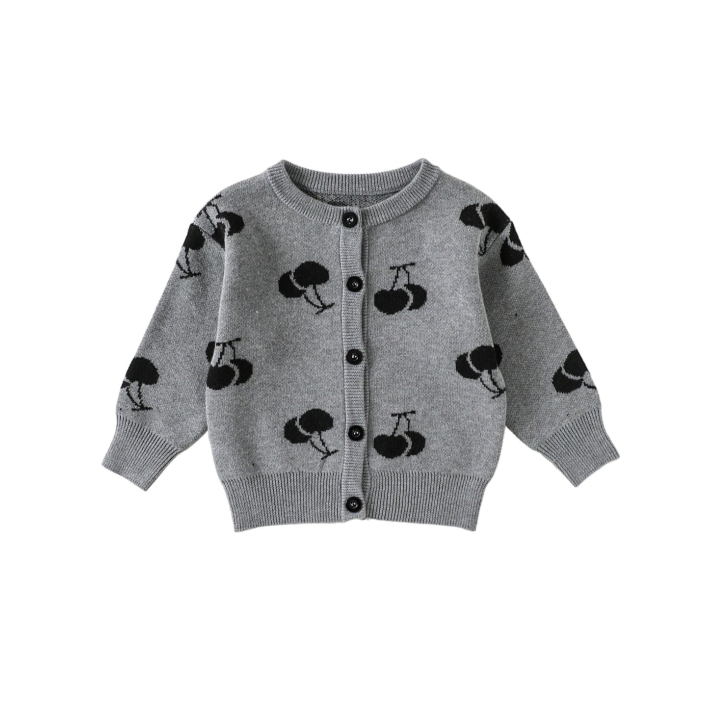 Light gray Tops / 80cm ニットロンパース/カーディガン さくらんぼ柄【mh0011719】
