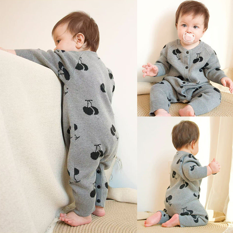 ニットロンパース/カーディガン さくらんぼ柄【mh0011719】