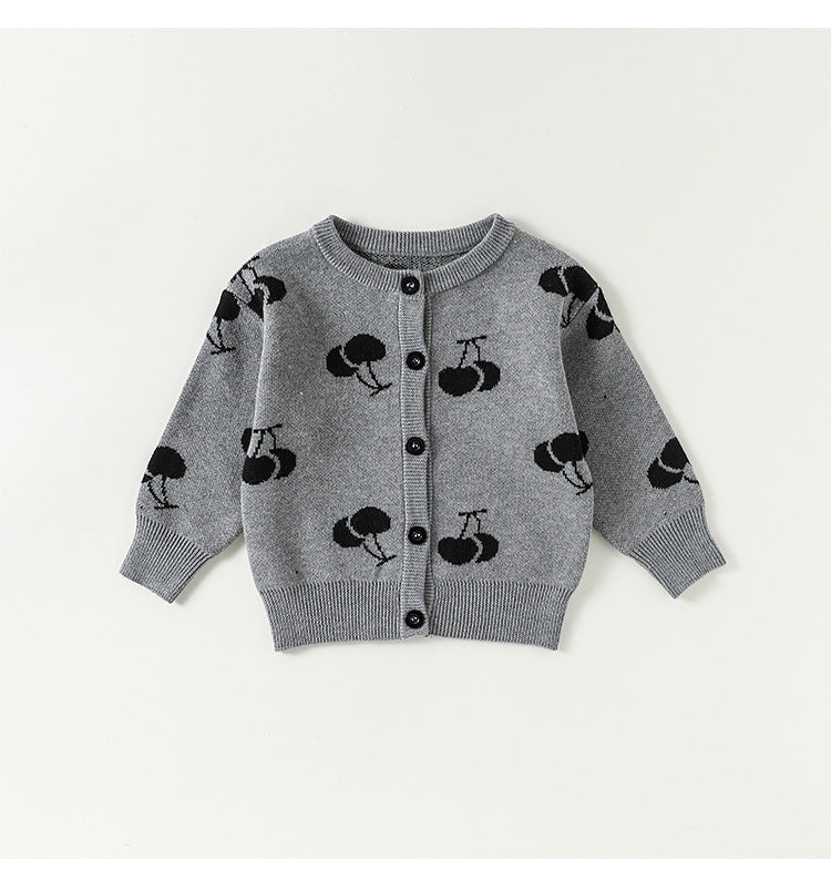 ニットロンパース/カーディガン さくらんぼ柄【mh0011719】