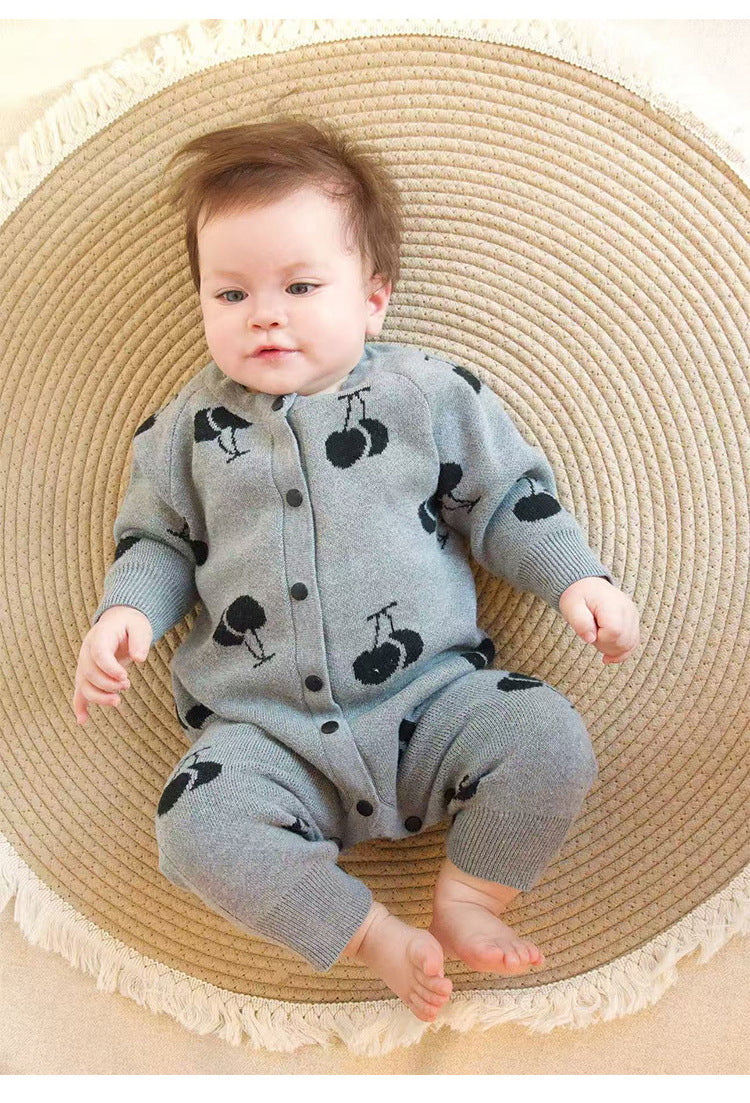 ニットロンパース/カーディガン さくらんぼ柄【mh0011719】