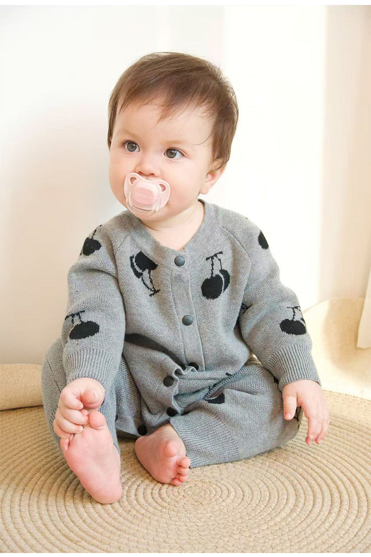 ニットロンパース/カーディガン さくらんぼ柄【mh0011719】