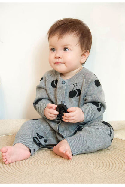 ニットロンパース/カーディガン さくらんぼ柄【mh0011719】