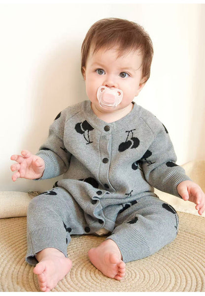 ニットロンパース/カーディガン さくらんぼ柄【mh0011719】