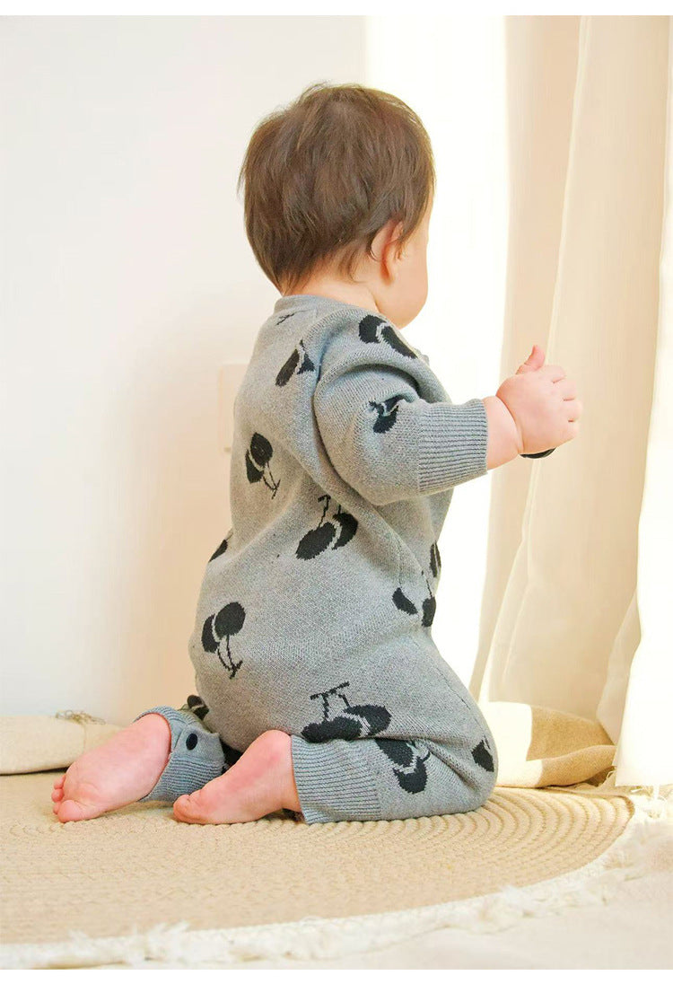 ニットロンパース/カーディガン さくらんぼ柄【mh0011719】