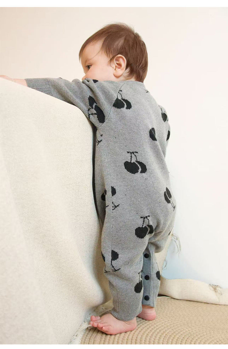 ニットロンパース/カーディガン さくらんぼ柄【mh0011719】