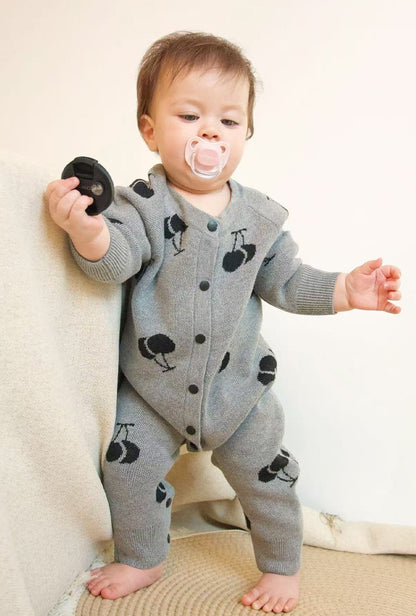 ニットロンパース/カーディガン さくらんぼ柄【mh0011719】