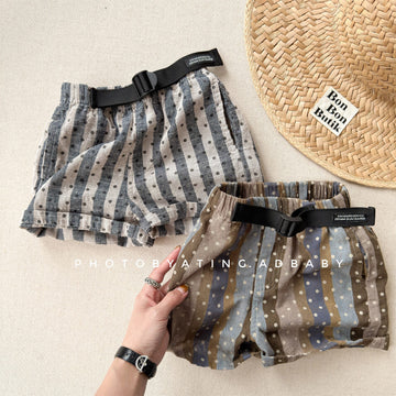 Belted Striped Shorts ストライプ ハーフパンツ【mh0013226】 ADbaby ハーフパンツ・ショートパンツ