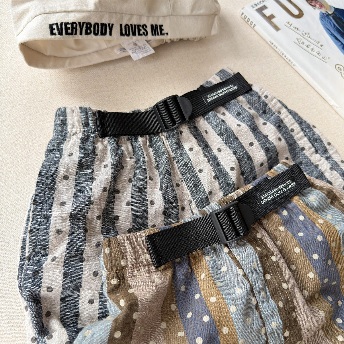 Belted Striped Shorts ストライプ ハーフパンツ【mh0013226】 ADbaby ハーフパンツ・ショートパンツ