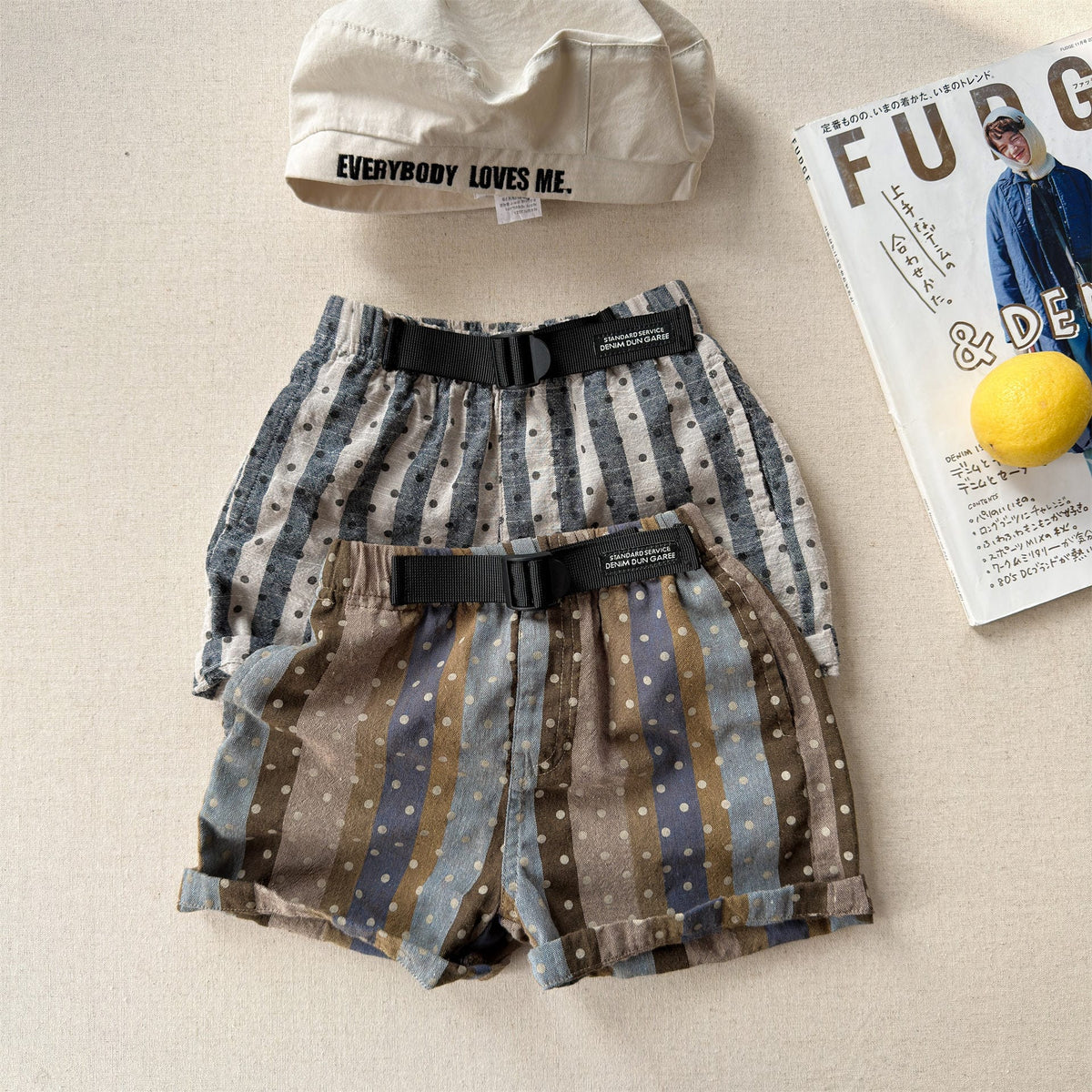 Belted Striped Shorts ストライプ ハーフパンツ【mh0013226】 ADbaby ハーフパンツ・ショートパンツ