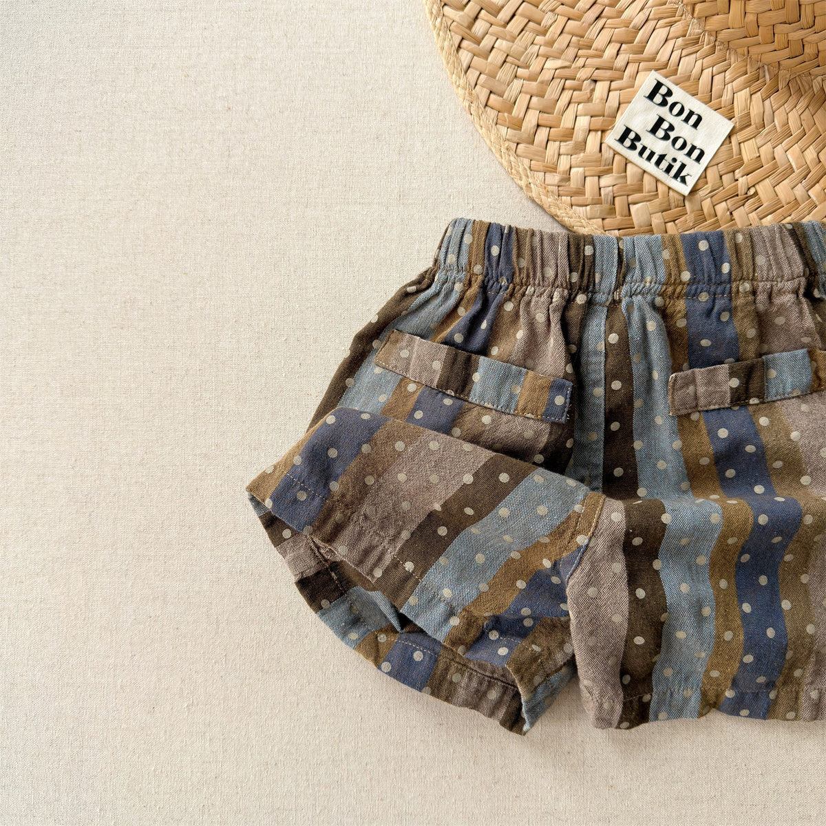 Belted Striped Shorts ストライプ ハーフパンツ【mh0013226】 ADbaby ハーフパンツ・ショートパンツ