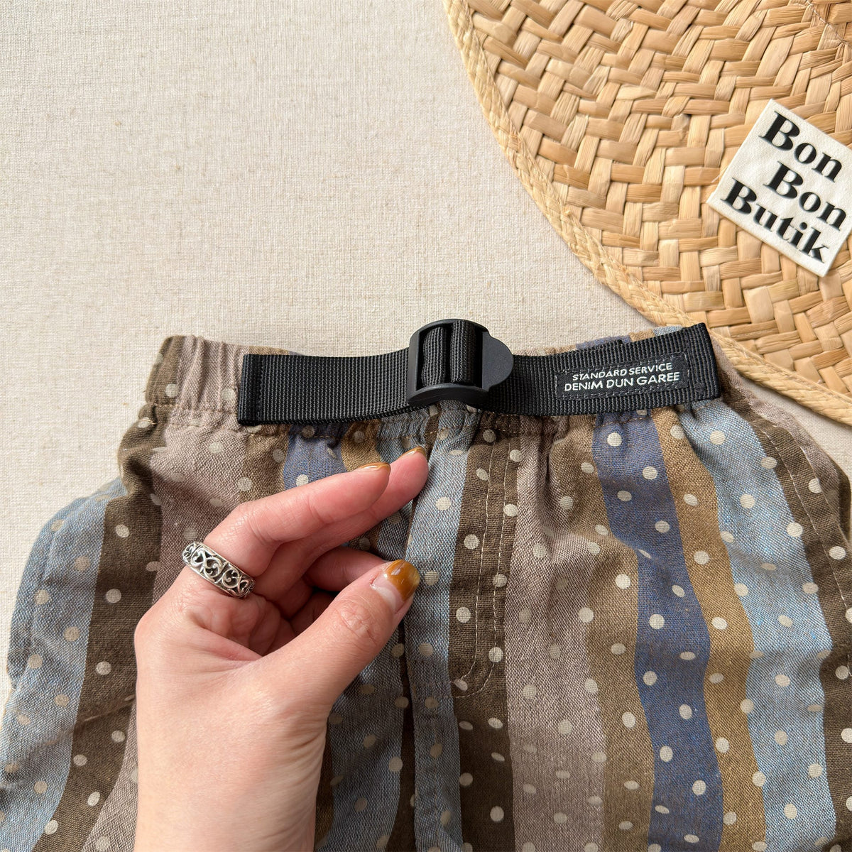 Belted Striped Shorts ストライプ ハーフパンツ【mh0013226】 ADbaby ハーフパンツ・ショートパンツ