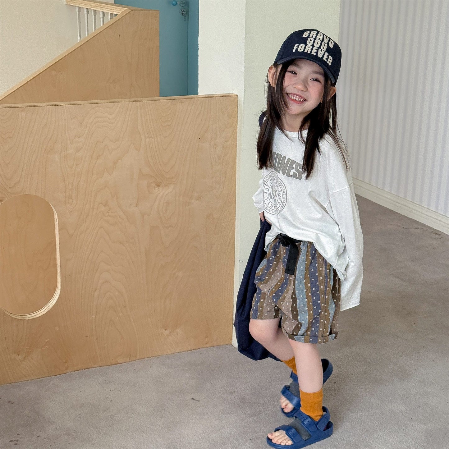 Belted Striped Shorts ストライプ ハーフパンツ【mh0013226】 ADbaby ハーフパンツ・ショートパンツ