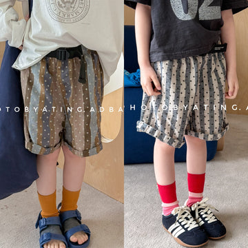 Belted Striped Shorts ストライプ ハーフパンツ【mh0013226】 ADbaby ハーフパンツ・ショートパンツ