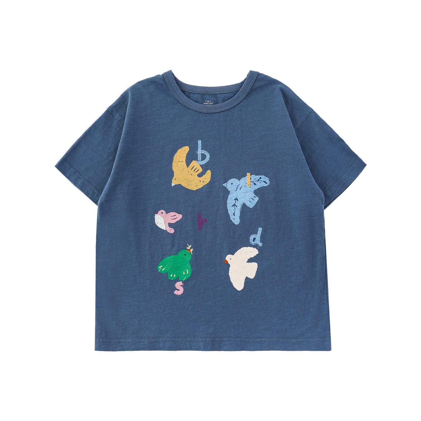 Bird Print Cotton Tee & Wide Shorts 小鳥プリント 半袖Tシャツ ショートパンツ【mh0012729】 T-shirt Blue / 90cm YoehYaul 半袖セットアップ